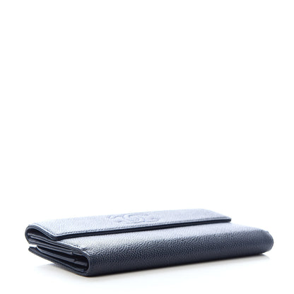 Chanel Caviar Timeless CC Large Flap Wallet Navy Blue 4 of 7