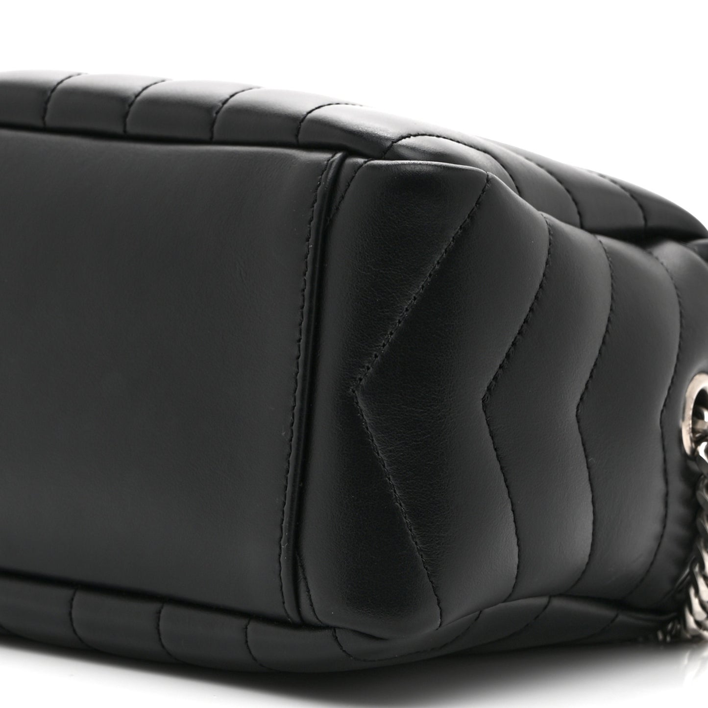 Calfskin Y Quilted Monogram Small Loulou Bowling Bag Black