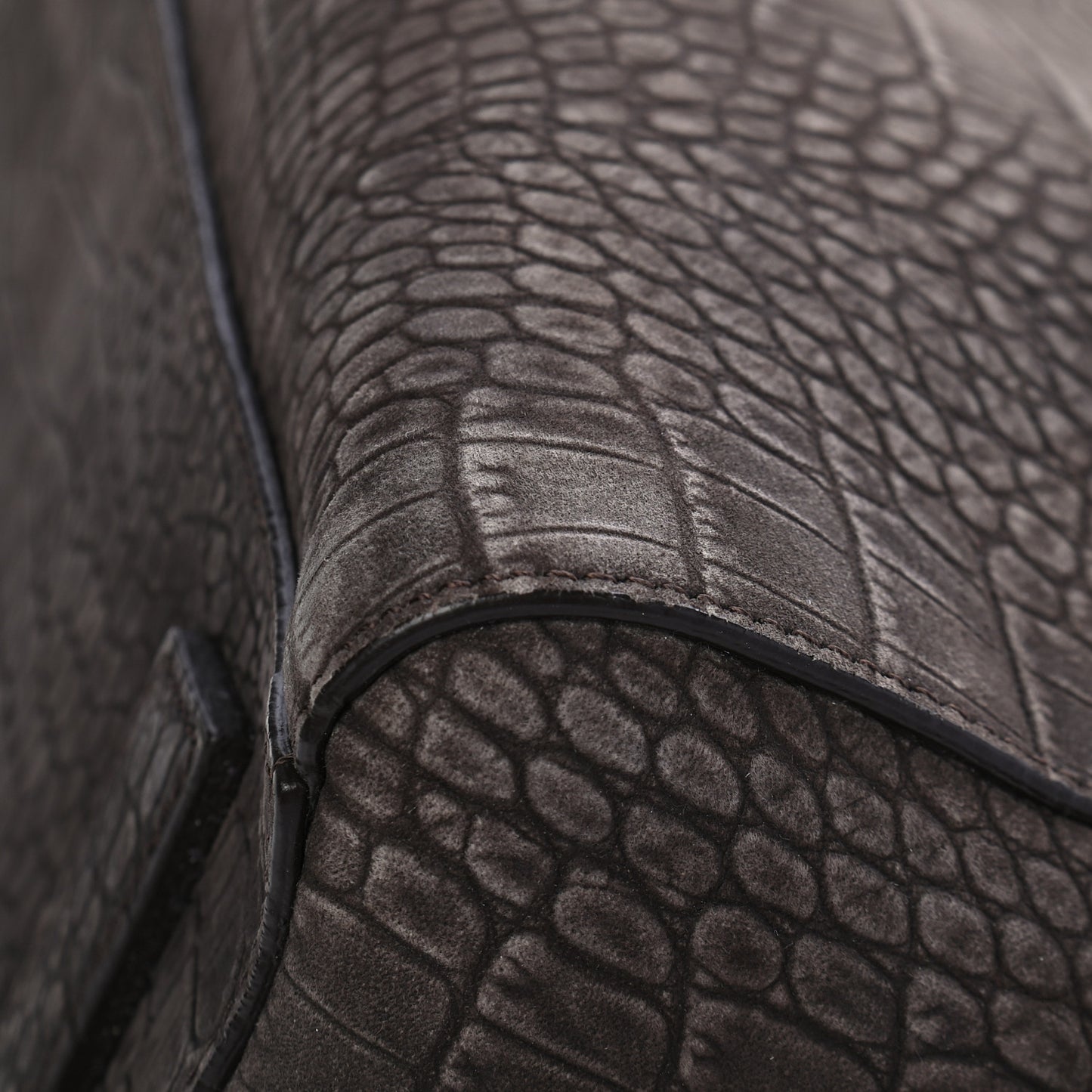 Nubuck Crocodile Embossed Medium Antigona Brown