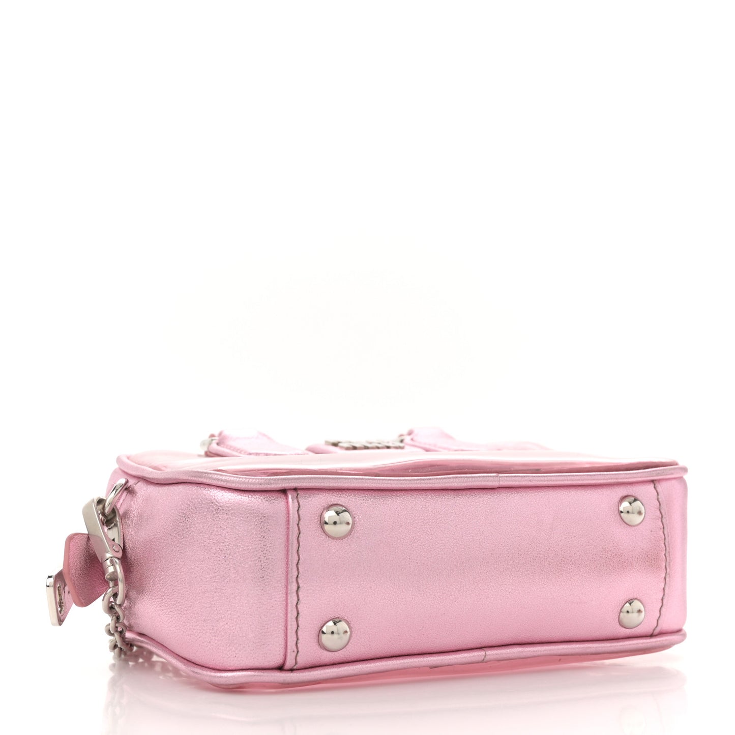 Metallic Nappa Plexi Vinyl Mini Top Handle Crossbody Rosa Mordore