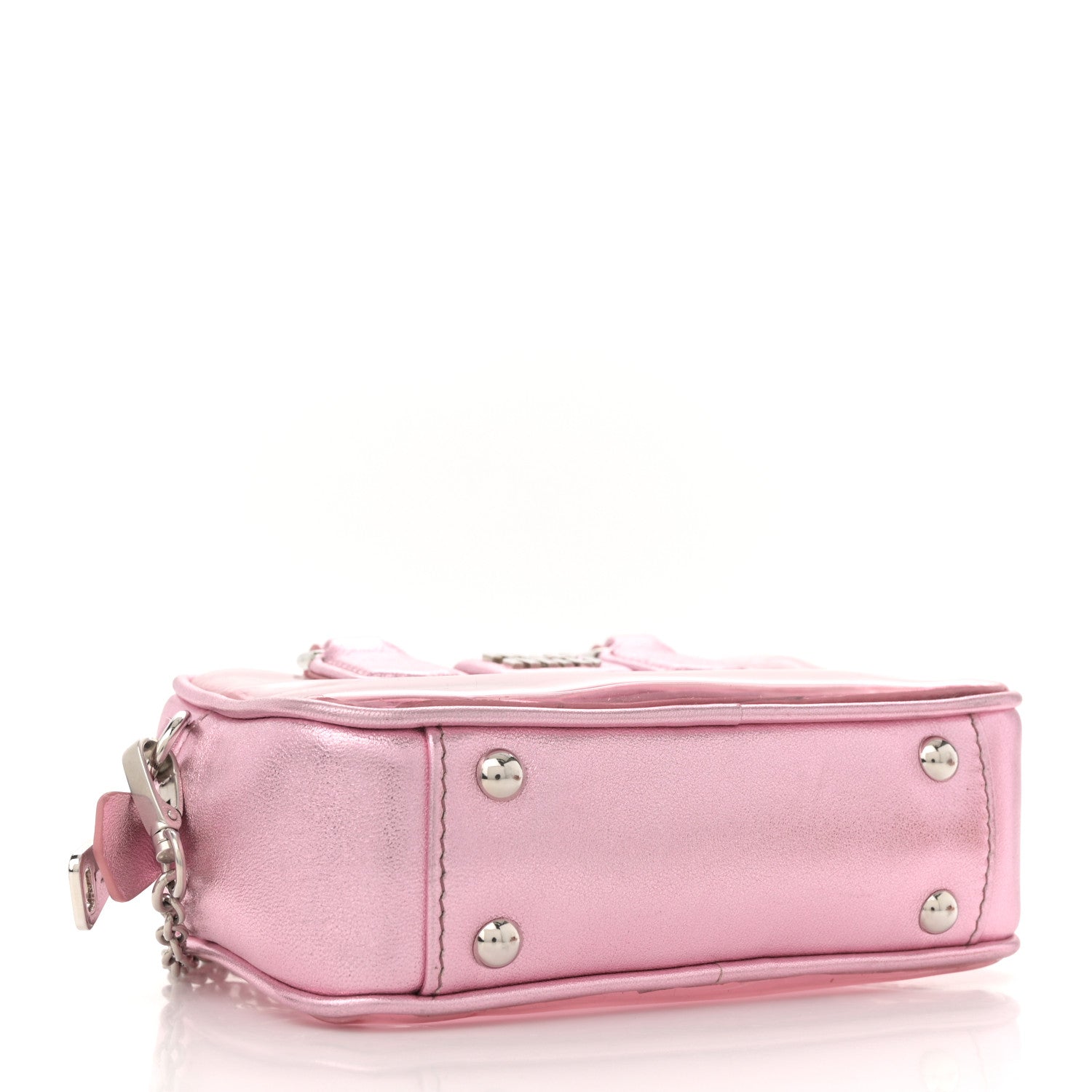Miu Miu Metallic Nappa Plexi Vinyl Mini Top Handle Crossbody Rosa Mordore 4 of 10