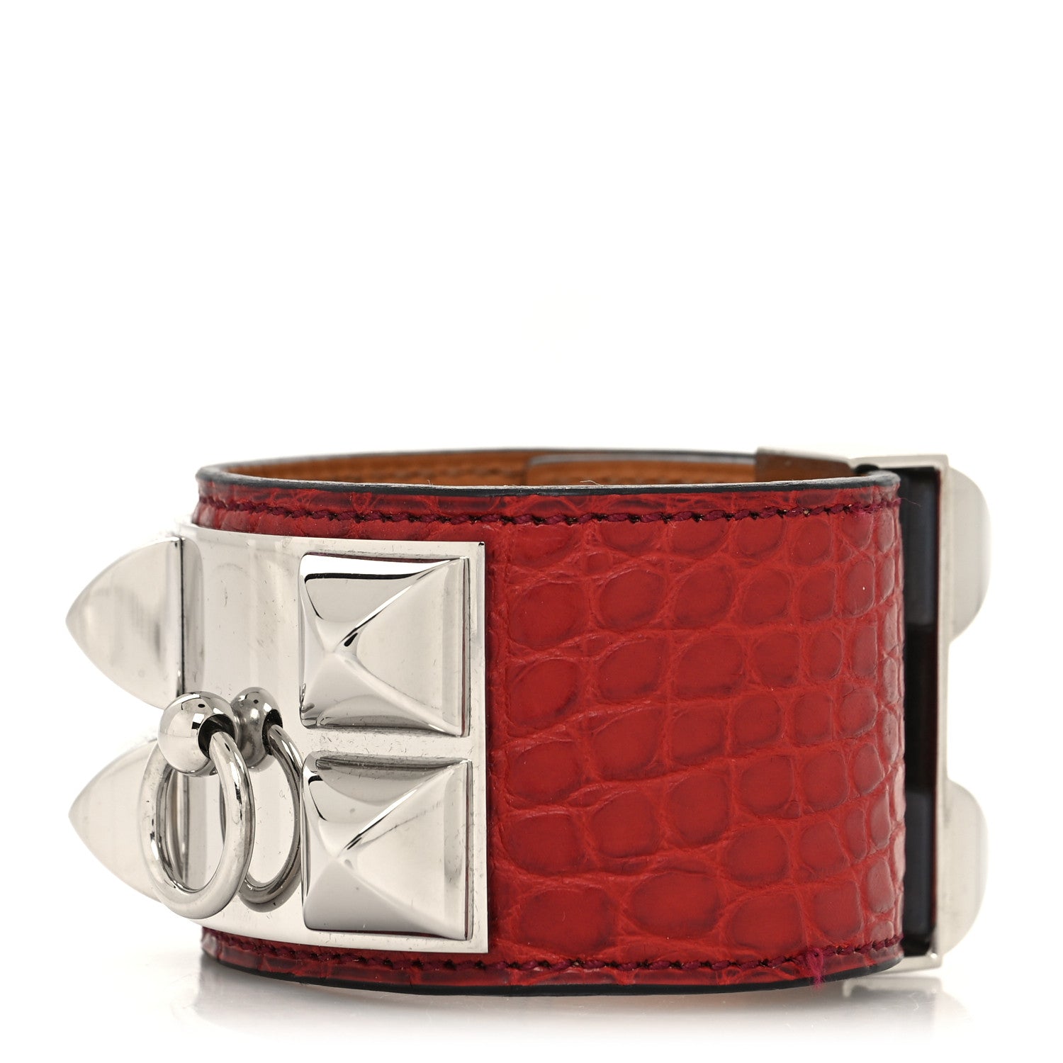 Hermes Matte Alligator Collier De Chien CDC Bracelet S Bougainvillea 1 of 5