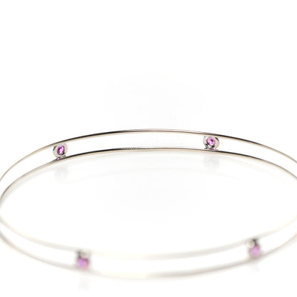 Tiffany 18K White Gold Pink Sapphire Elsa Peretti Sapphire By The Yard Bangle Bracelet 4 of 5
