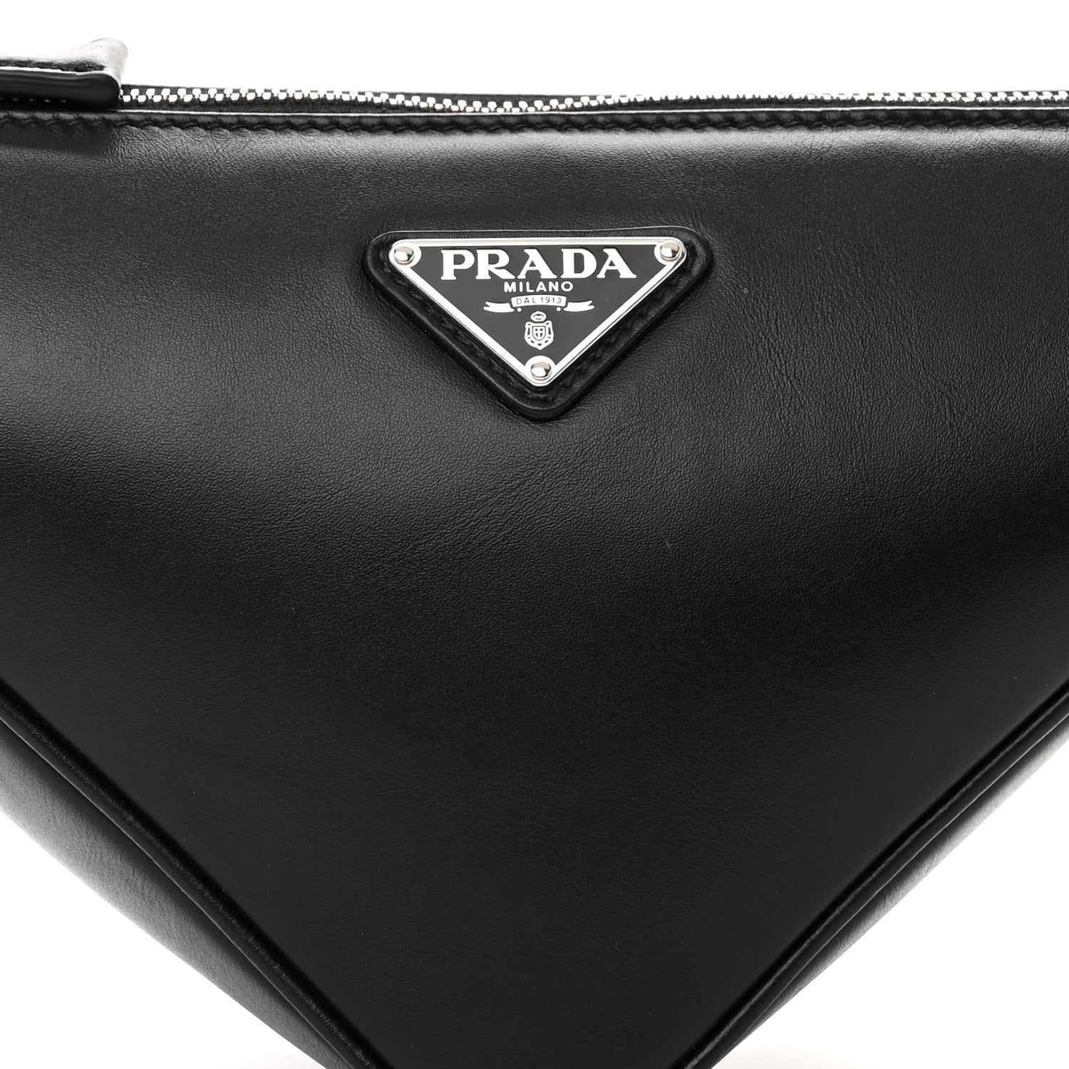 Prada Softy Calfskin Triangle Shoulder Bag Black 7 of 9
