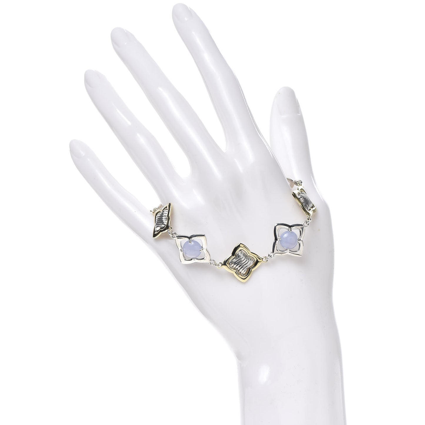 Sterling Silver 18K Yellow Gold Chalcedony Quatrefoil Bracelet
