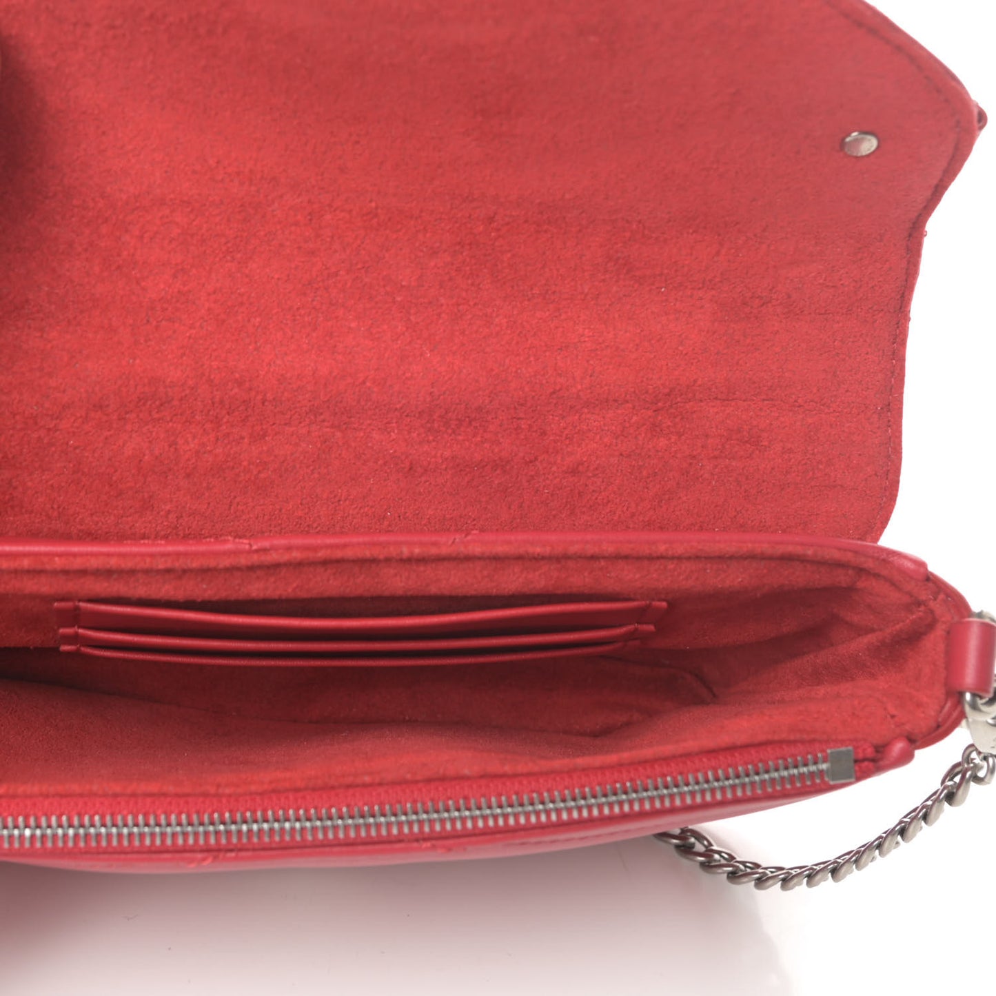 Calfskin New Wave Chain Pochette Scarlet