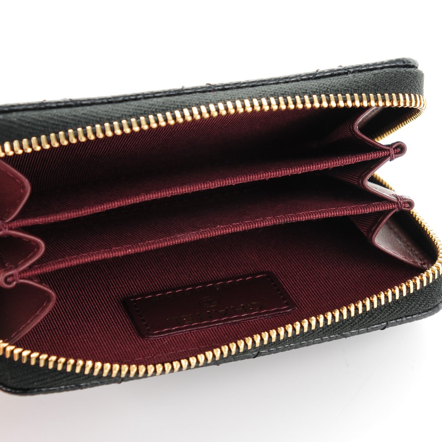 Caviar Quilted Zip Coin Purse Black