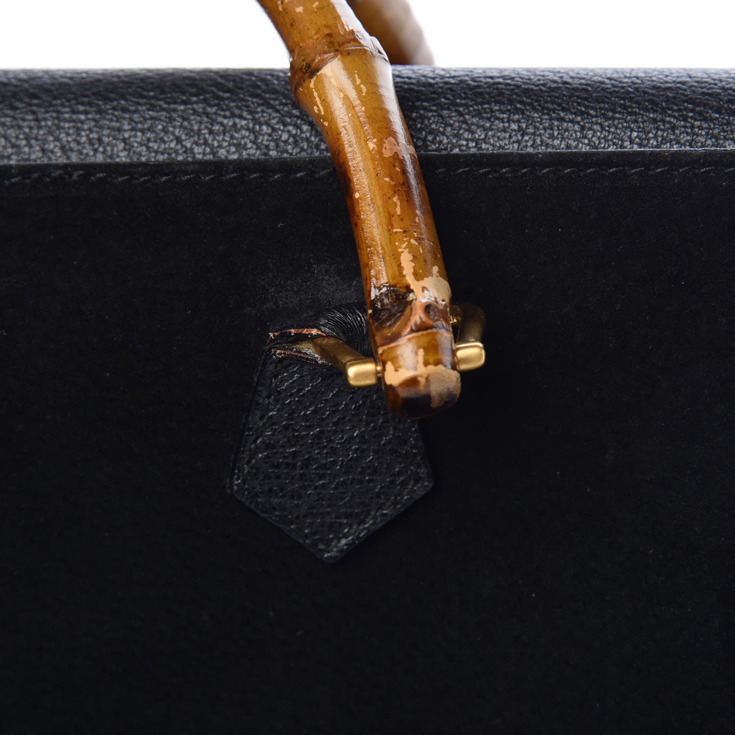 Gucci Suede Bamboo Top Handle Bag Black 12 of 22