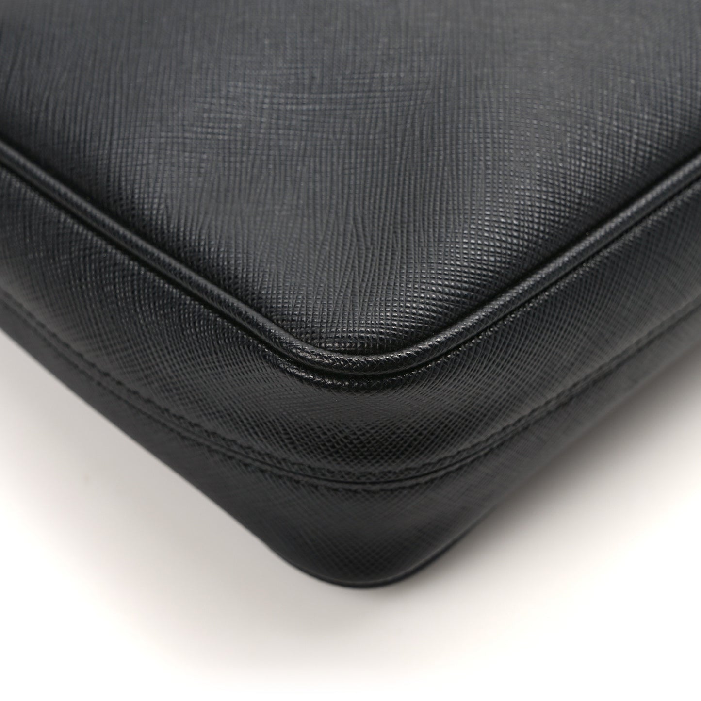 Saffiano Travel Pocket Zippered Shoulder Bag Black
