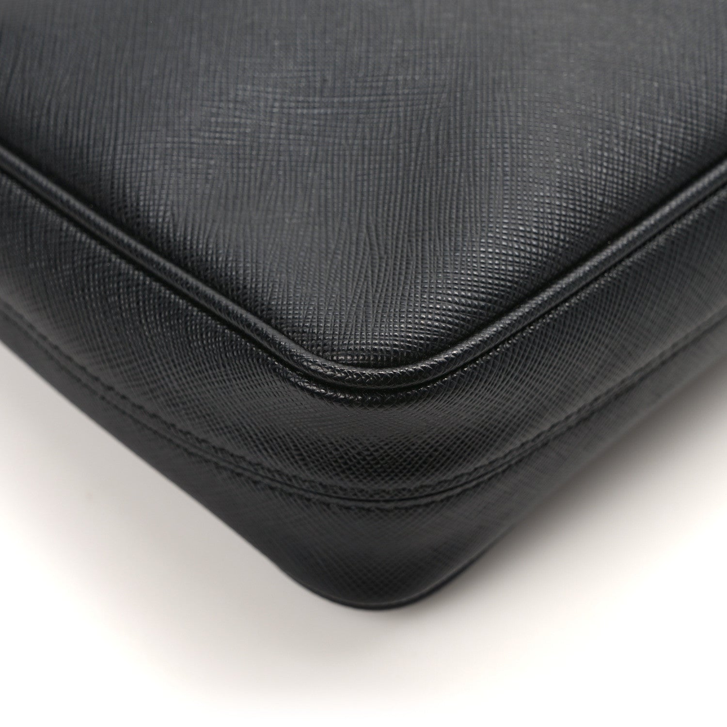 Prada Saffiano Travel Pocket Zippered Shoulder Bag Black 11 of 12
