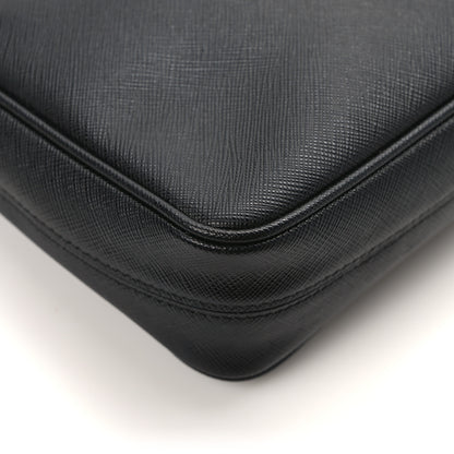 Prada Saffiano Travel Pocket Zippered Shoulder Bag Black 11 of 12