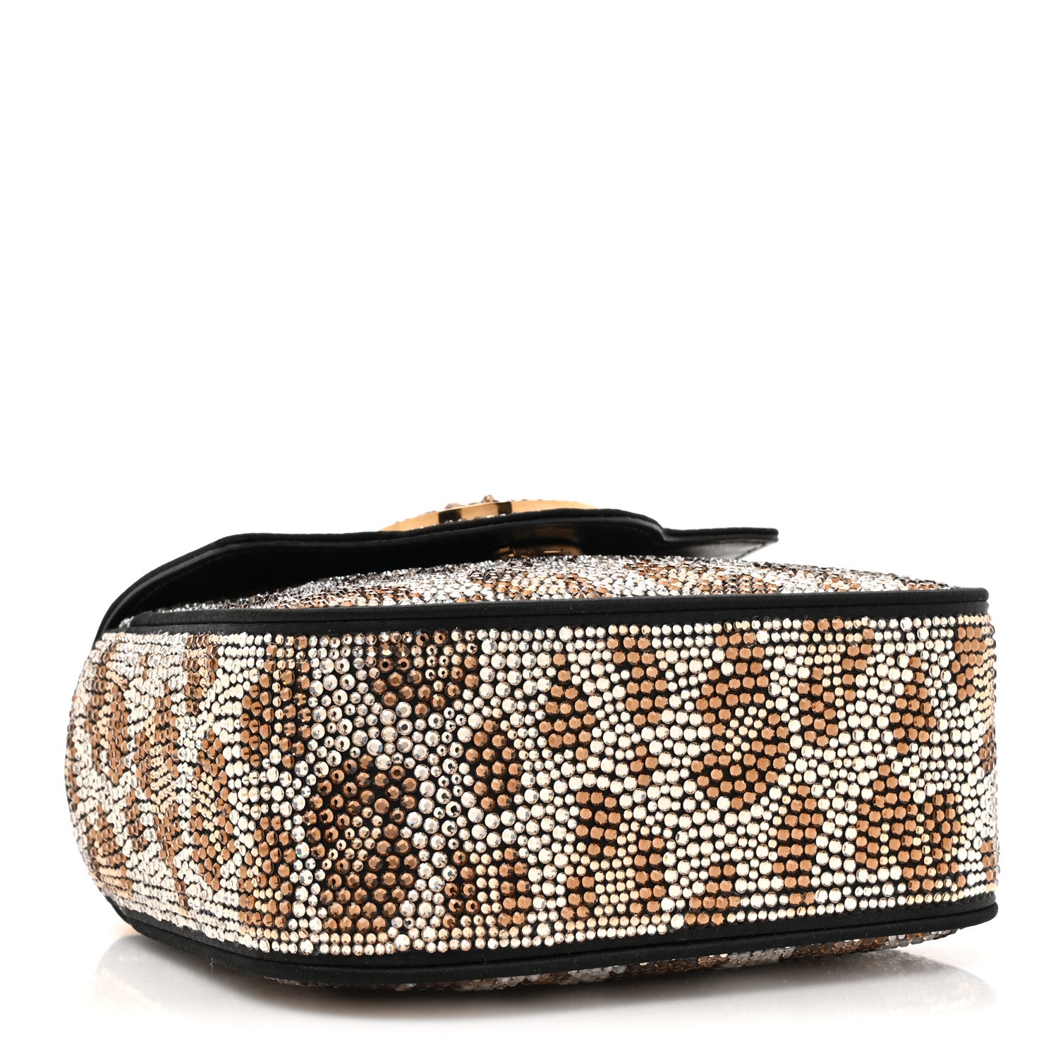 Versace Satin Crystal Studded Leopard Mini La Medusa Bag Black 3 of 9