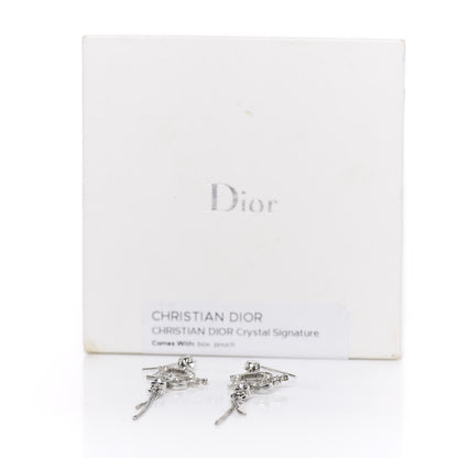 Christian Dior Crystal Signature Drop Earrings Silver 5 of 5