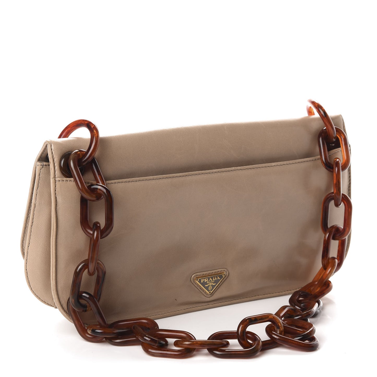 Goatskin Swing Chain Shoulder Bag Beige