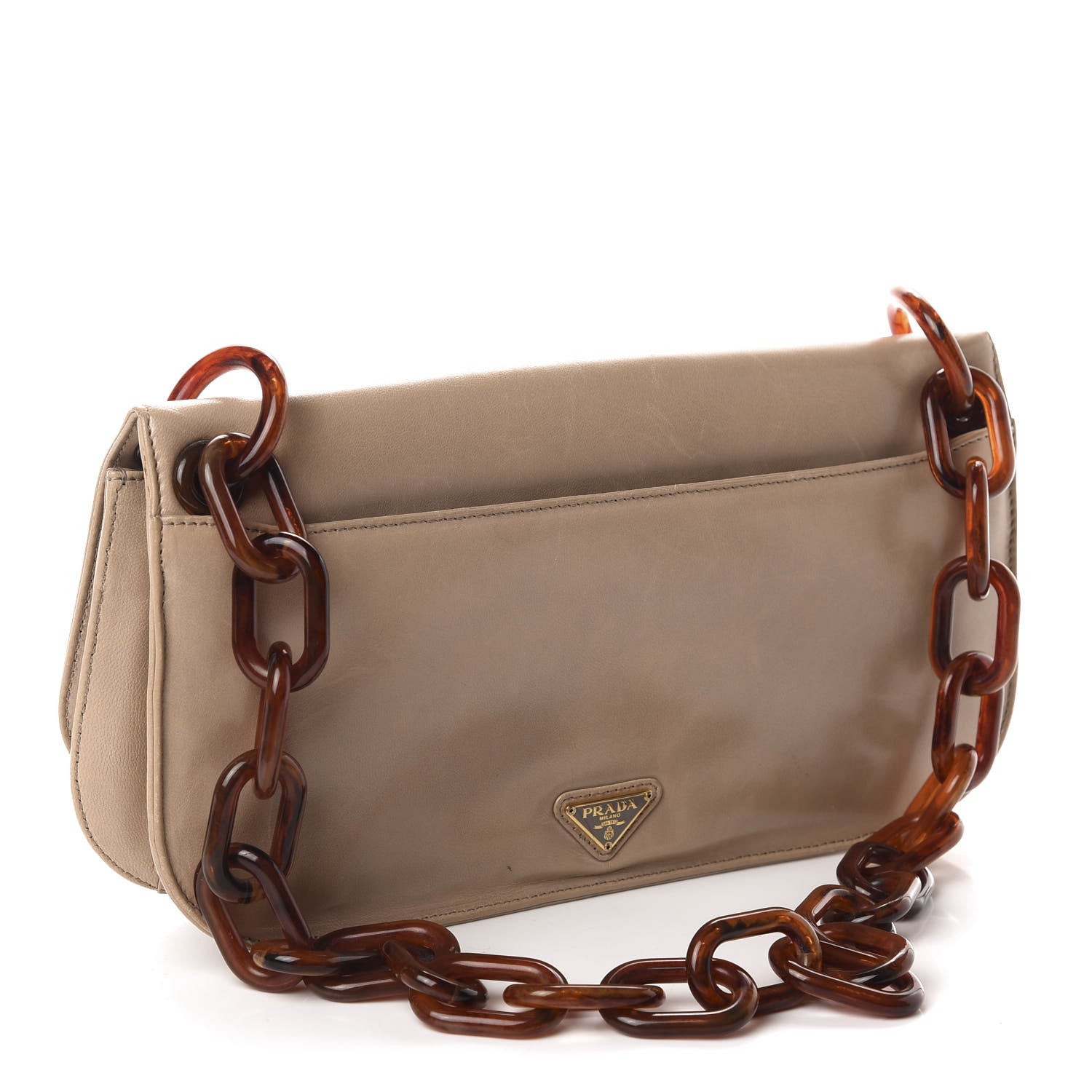 Prada Goatskin Swing Chain Shoulder Bag Beige 3 of 10