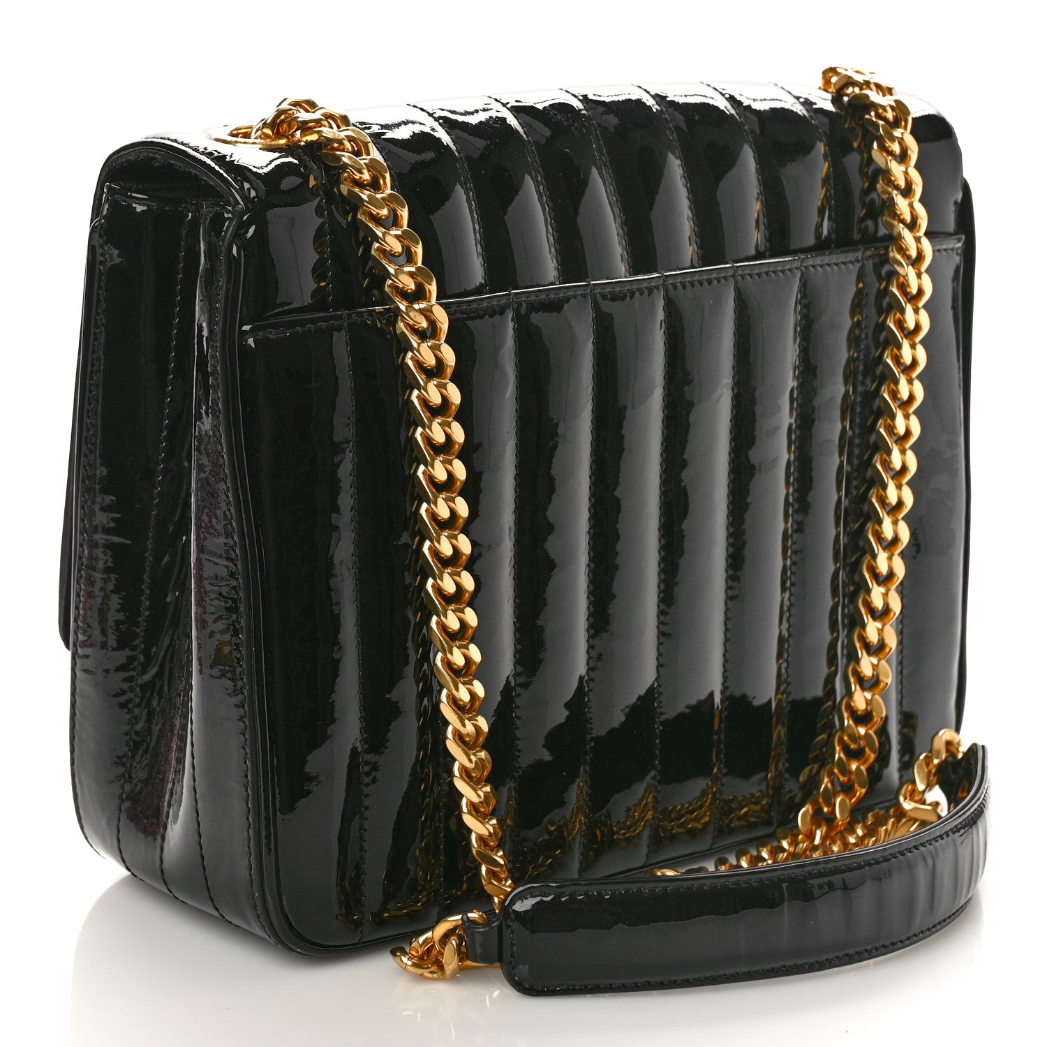 Saint Laurent Patent Matelasse Monogram Large Vicky Chain Bag Black 2 of 11