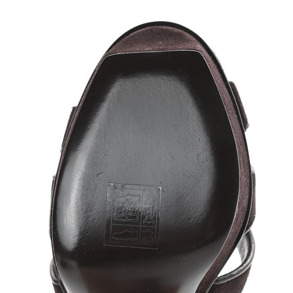 Saint Laurent Kid Scamosciato Tribute 75 Platform Sandals 38.5 Chocolate 10 of 11