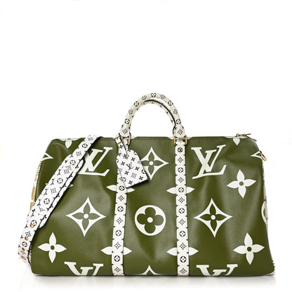 Louis Vuitton Monogram Giant Keepall Bandouliere 50 Kaki Beige 1 of 7