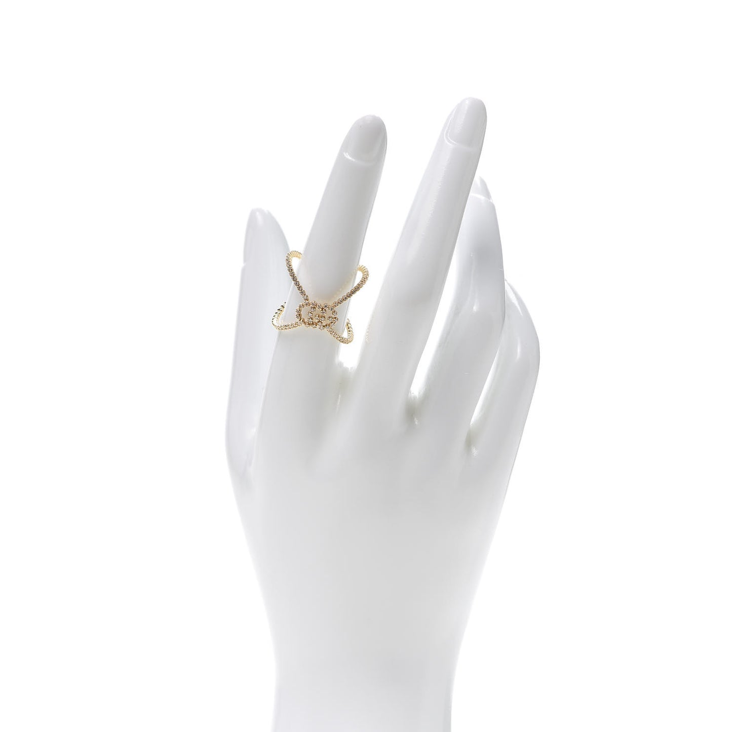 18K Yellow Gold Diamond GG Running X Ring 56 7.5