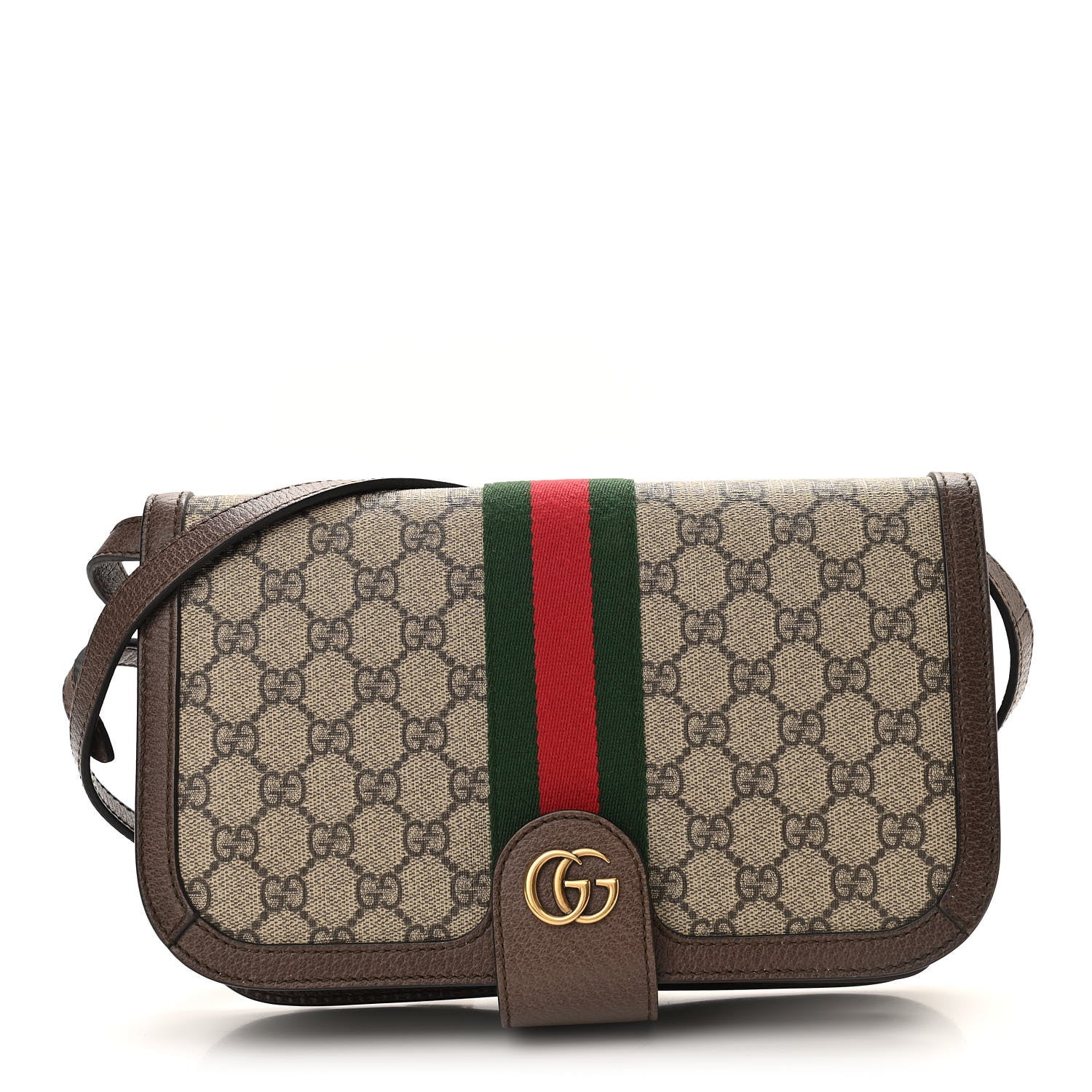 Gucci GG Supreme Monogram Web Ophidia Flap Messenger Bag Beige New Acero 1 of 11
