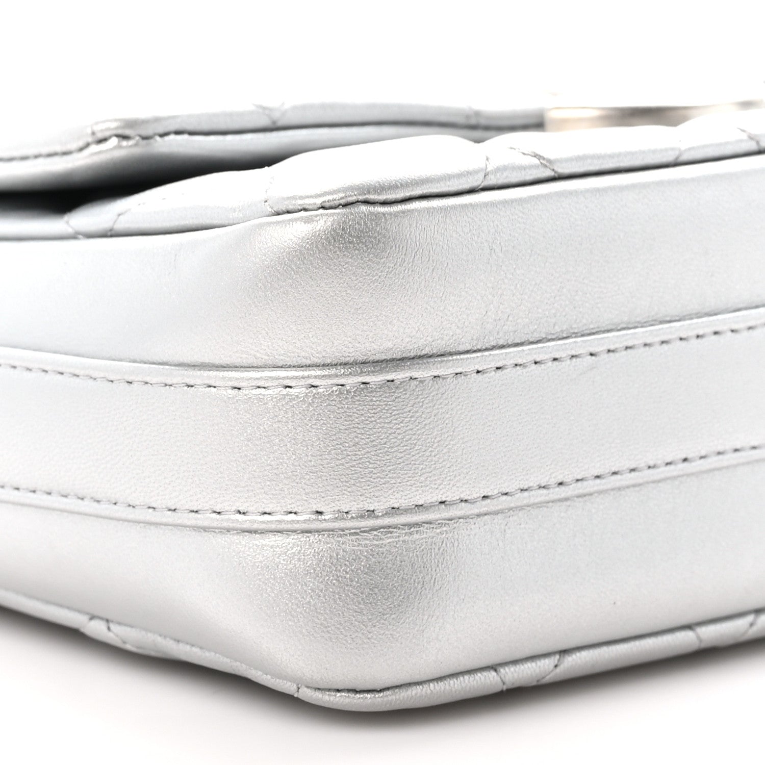 Chanel Metallic Lambskin Quilted Mini Maxi CC Flap Argent 9 of 11