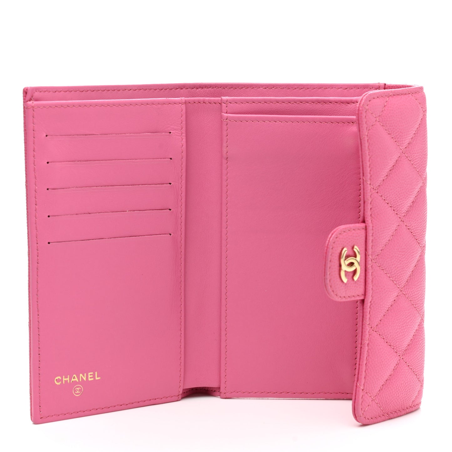 Caviar Quilted Medium Flap Wallet Pink