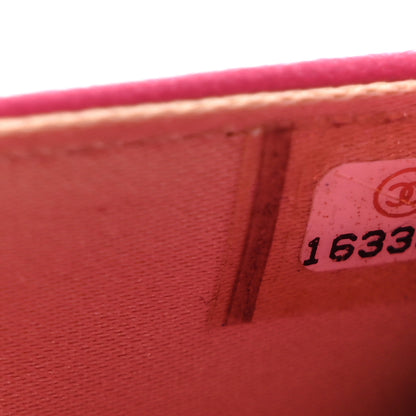 Chanel Lambskin Camellia Embossed Wallet on Chain WOC Fuchsia 8 of 13