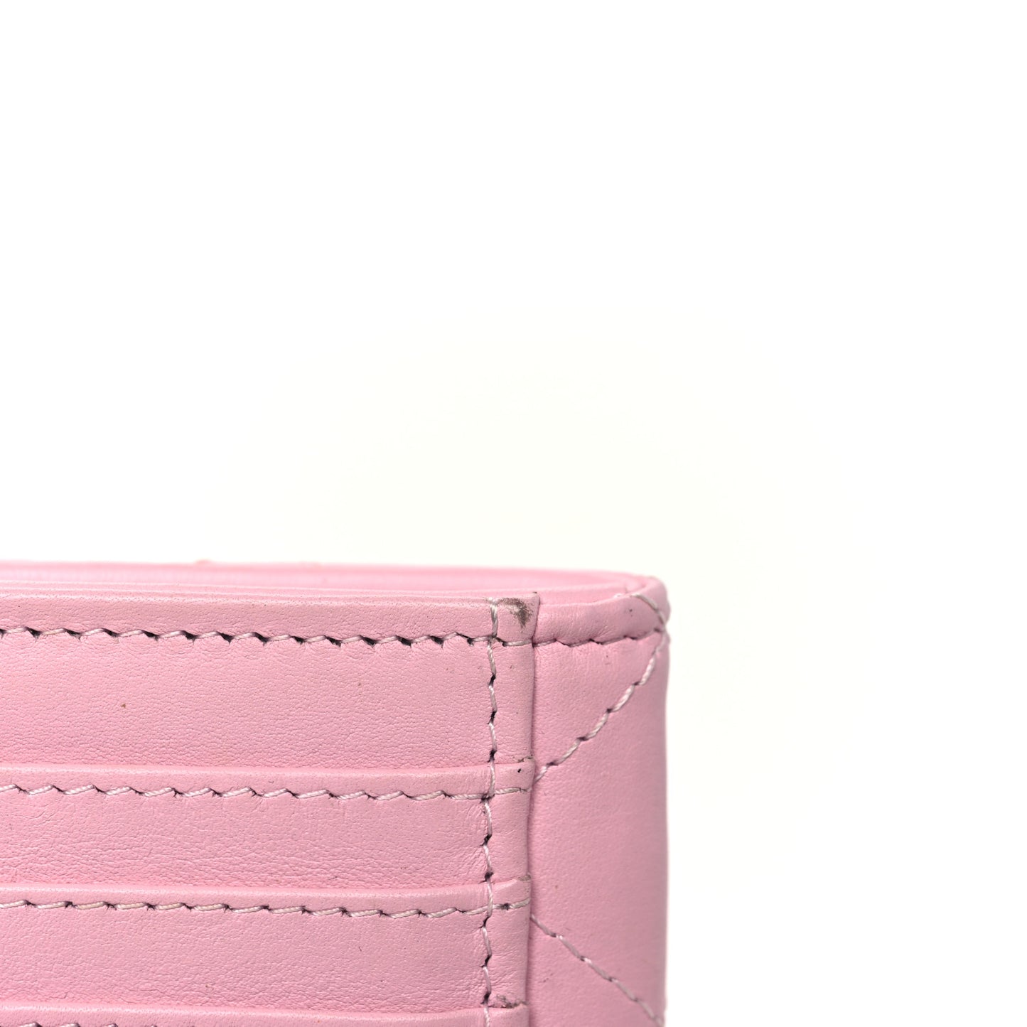 Lambskin Quilted Zip Card Holder Light Pink
