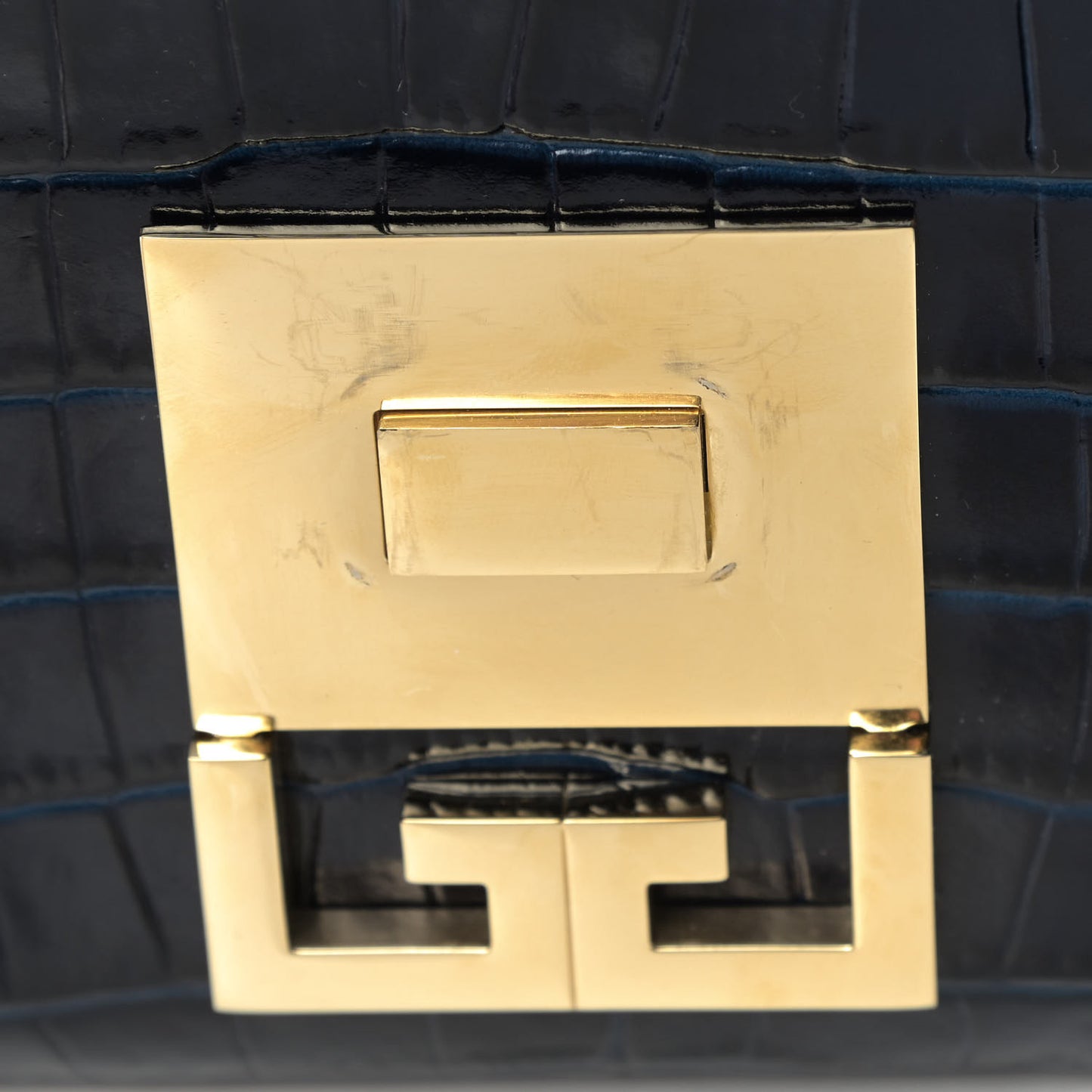 Calfskin Crocodile Embossed Eden Mini Top Handle Blue