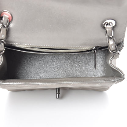 Chanel Iridescent Calfskin Chevron Quilted Mini Square Flap Silver 5 of 11