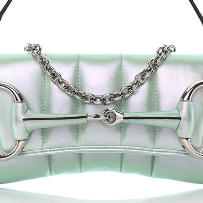 Gucci Iridescent Nappa Vertical Matelasse Medium Maxi Horsebit Chain Shoulder Bag Iridescent Salvy Green 8 of 10