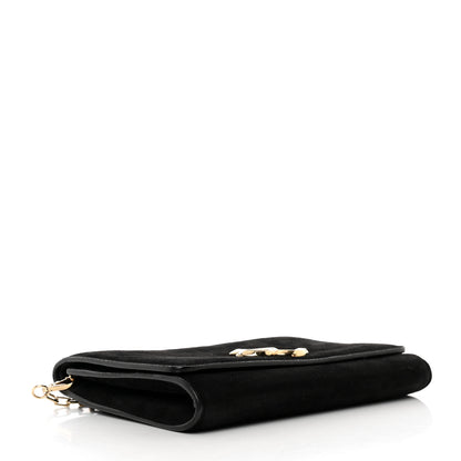 Jimmy Choo Suede Varenne Chain Clutch Black 4 of 8