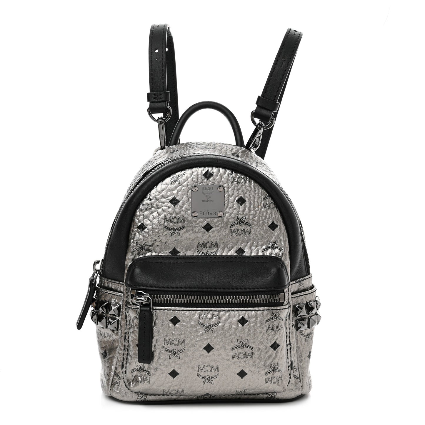 Metallic Visetos Studded X-Mini Bebe Boo Backpack Silver