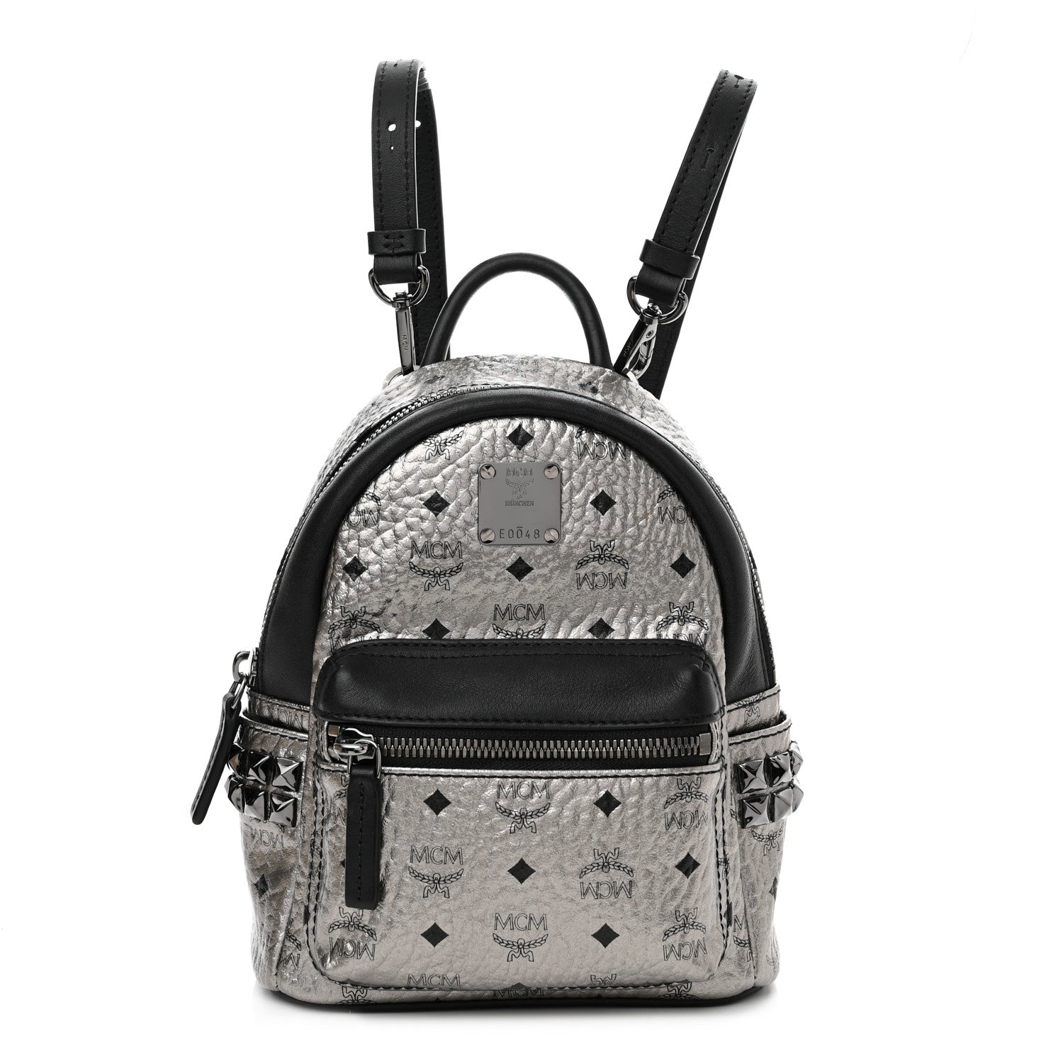 MCM Metallic Visetos Studded X-Mini Bebe Boo Backpack Silver 1 of 12