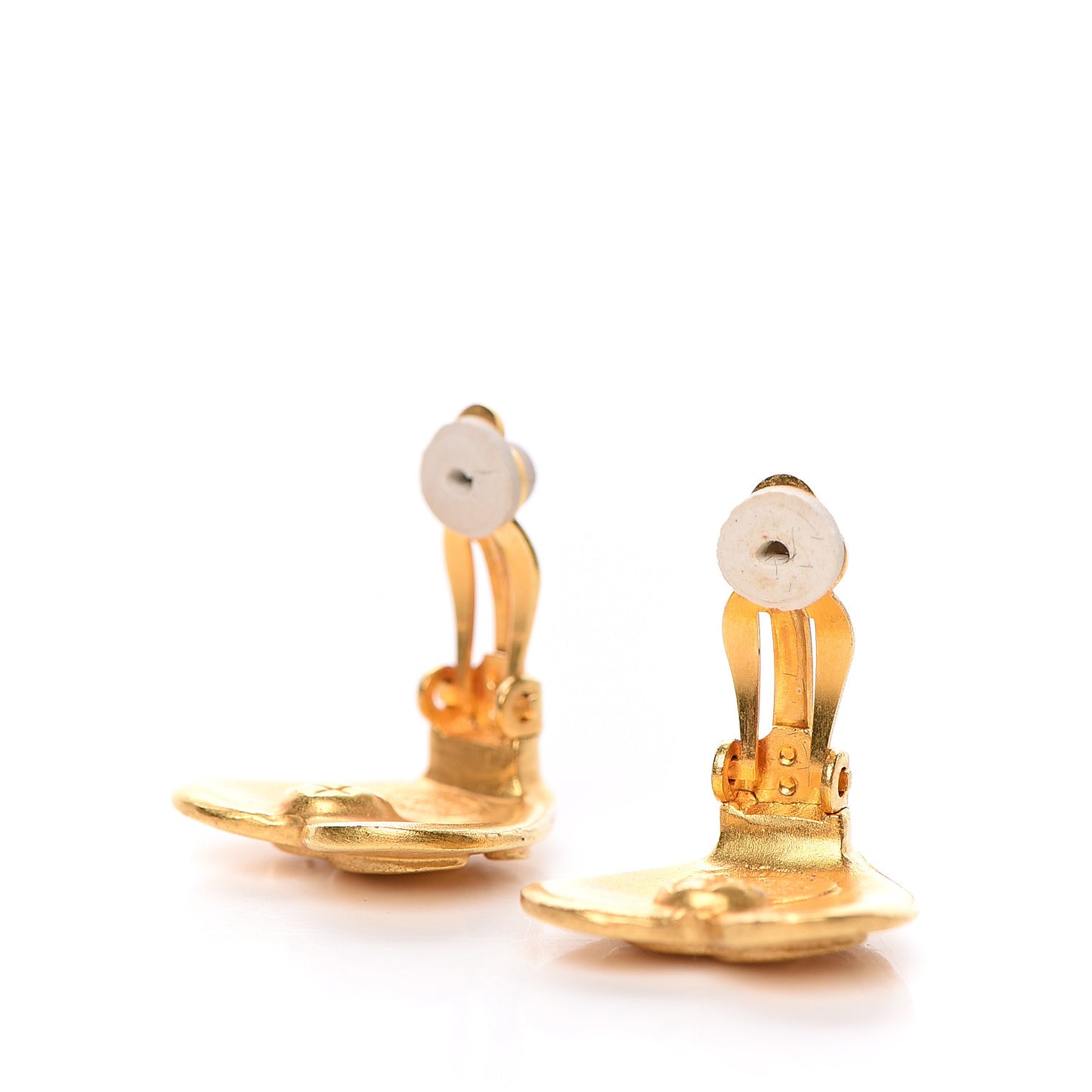 CC Heart Clip On Earrings Gold