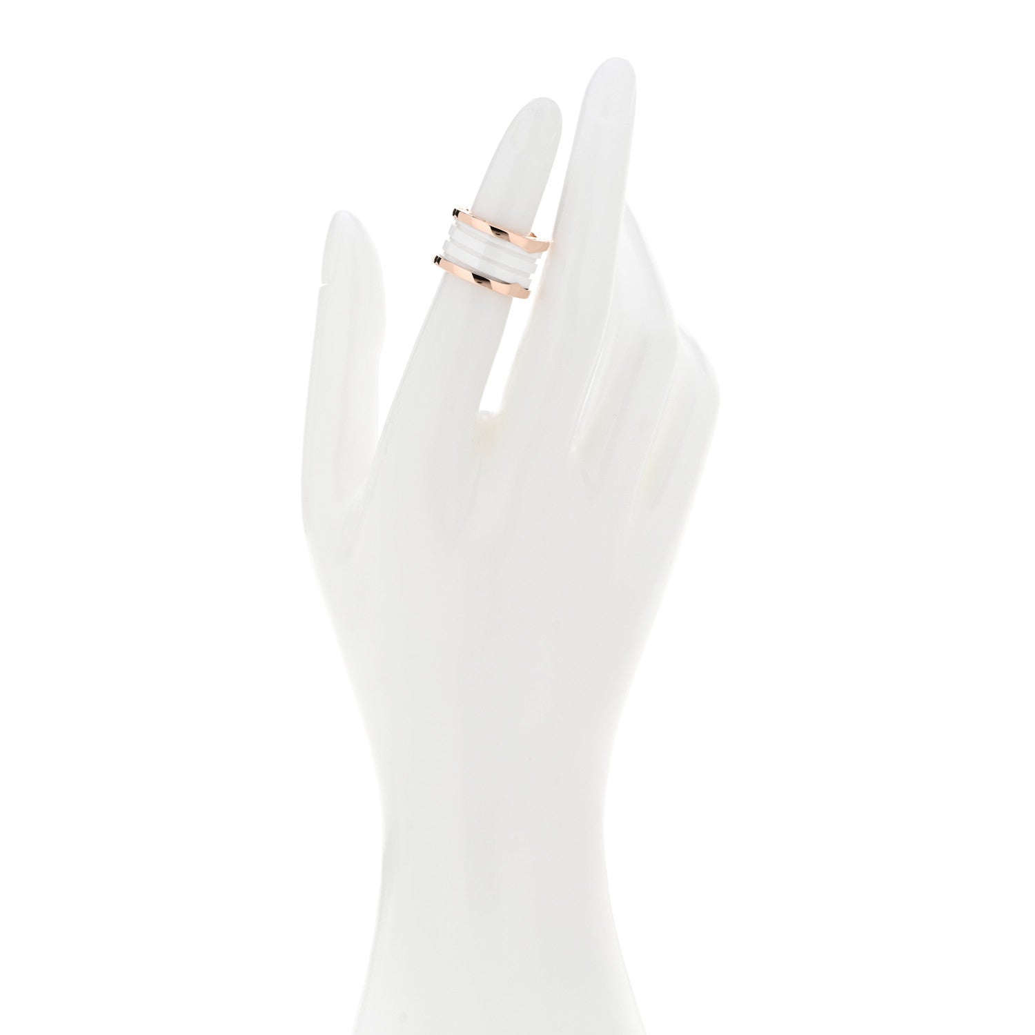 Bulgari 18K Rose Gold White Ceramic B.Zero1 Four-Band Ring 47 4 2 of 5