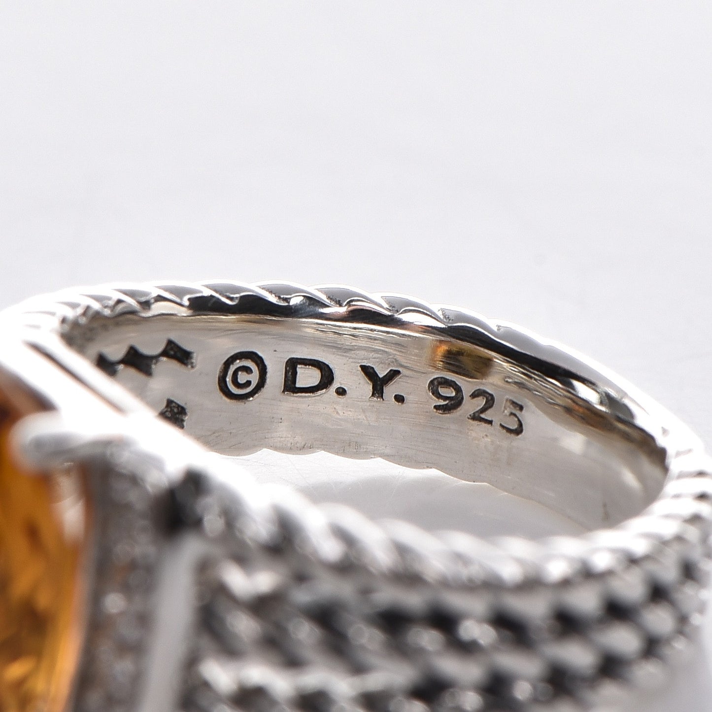 Sterling Silver Diamond Citrine 10mm Petite Wheaton Ring 48 4.5
