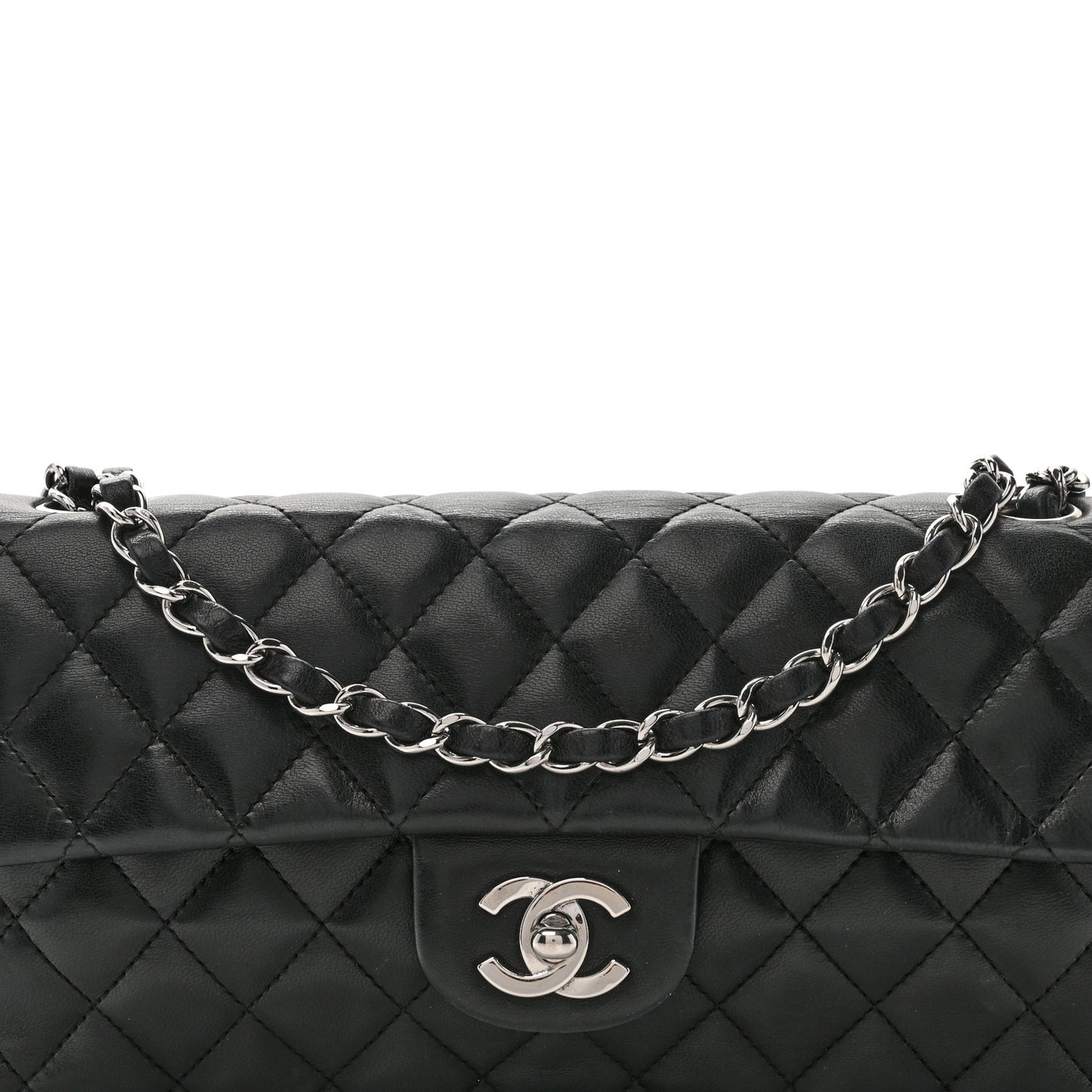 Lambskin Quilted East West Flap Black