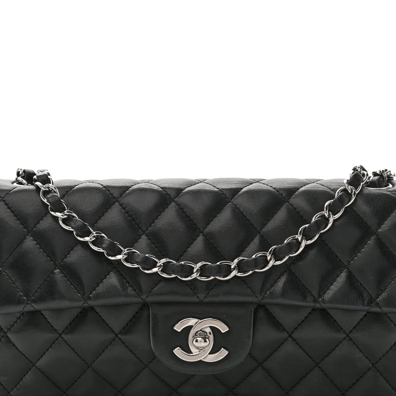 Chanel Lambskin Quilted East West Flap Black 8 of 13