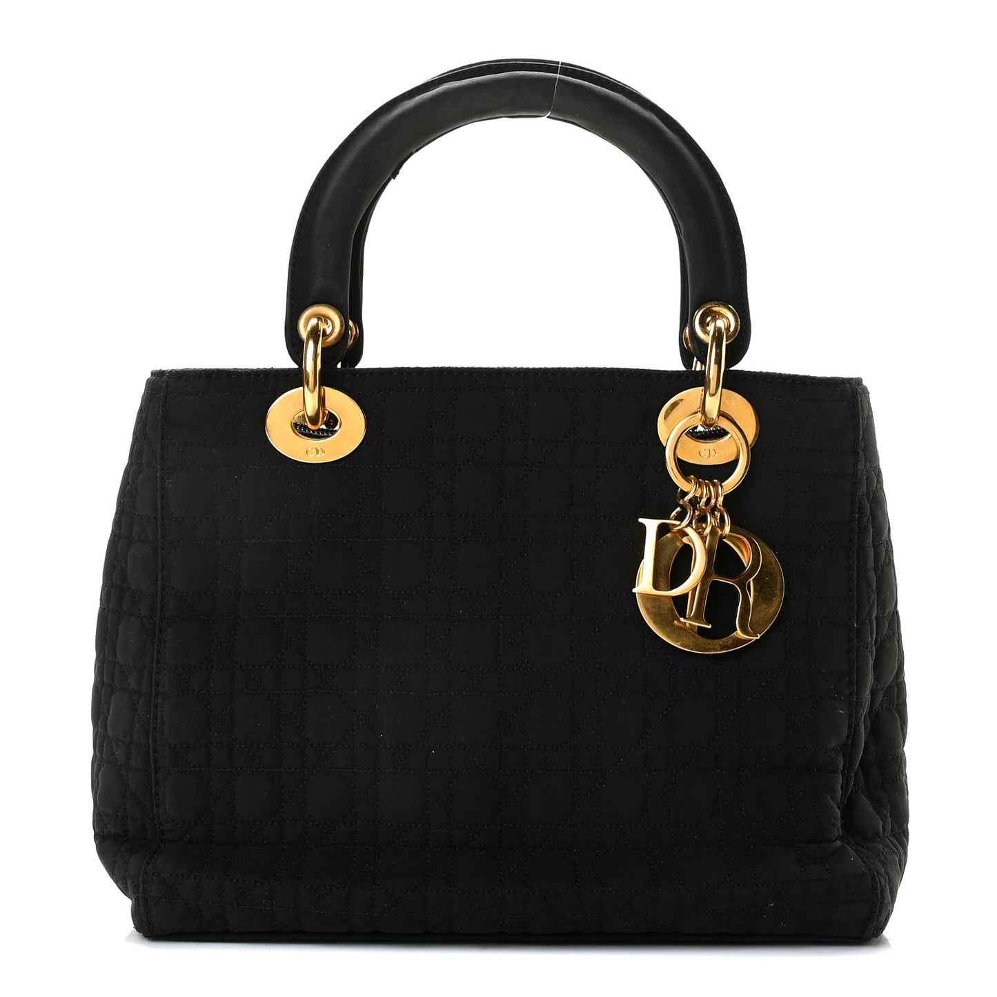 Nylon Cannage Medium Lady Dior Black