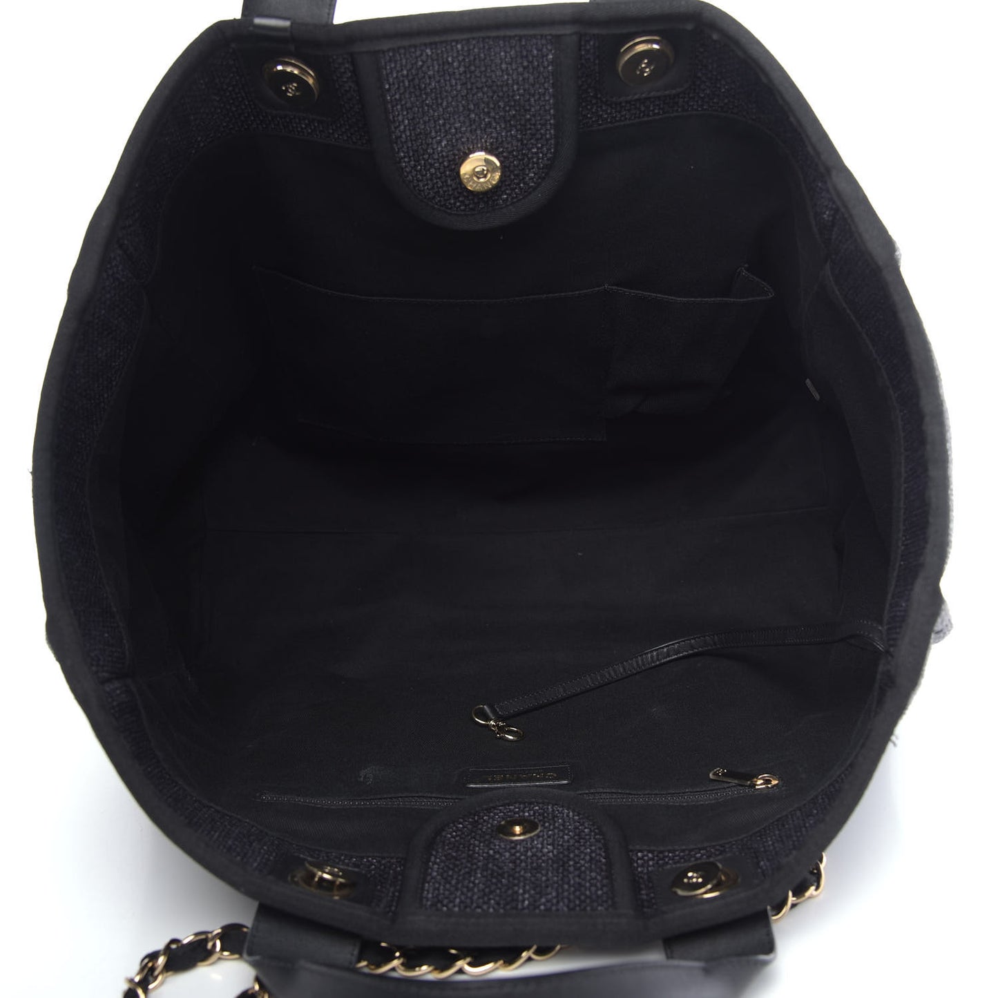 Woven Straw Raffia Large Deauville Tote Black