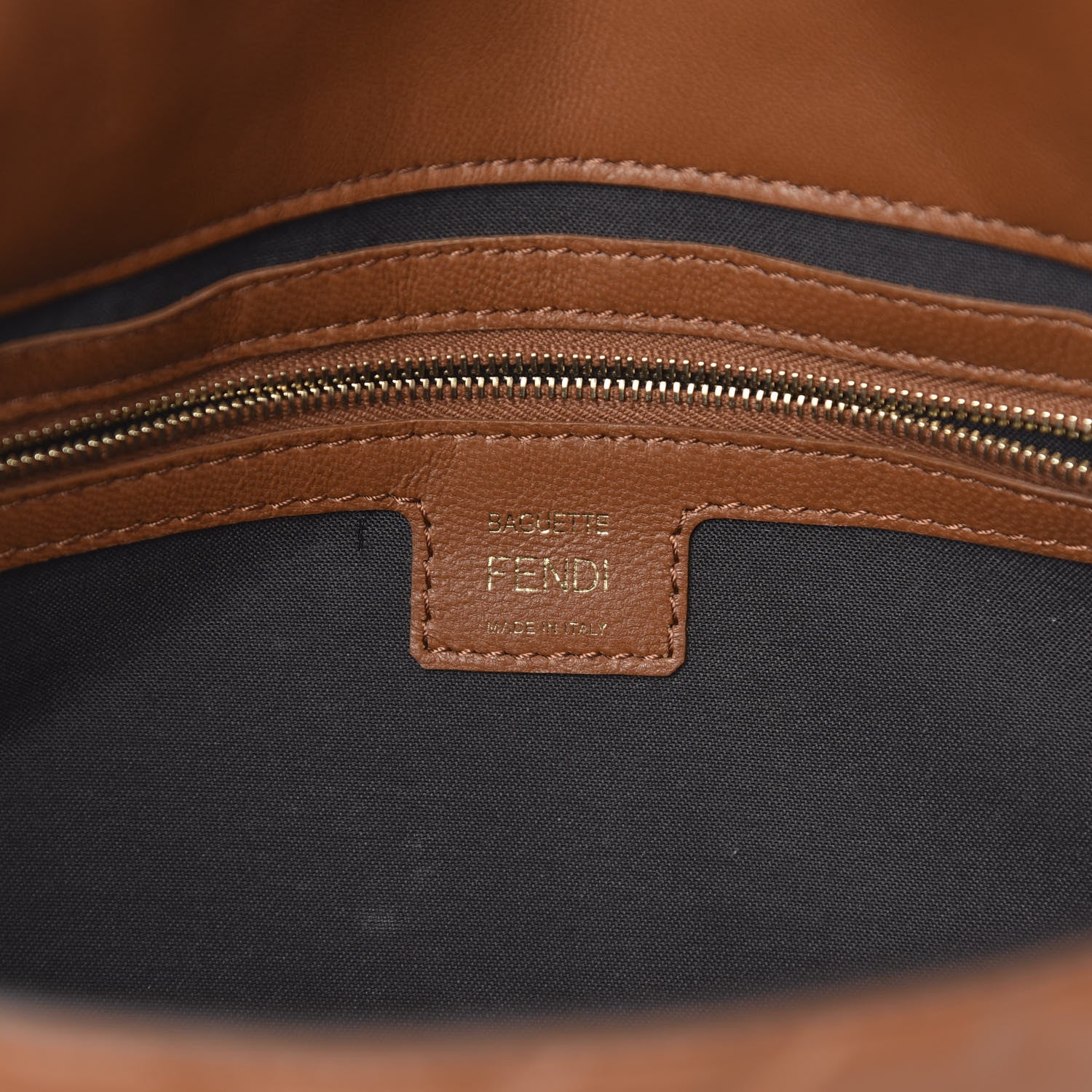 Fendi Nappa FF 1974 Embossed Baguette Coloniale 6 of 11
