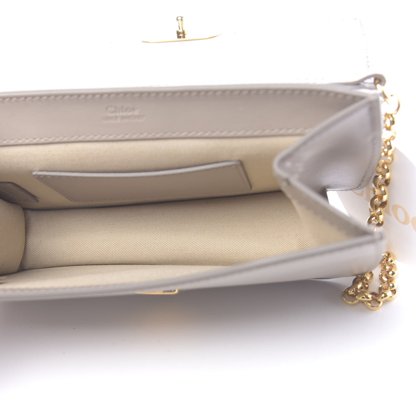 Calfskin Suede C Clutch With Chain Motty Grey