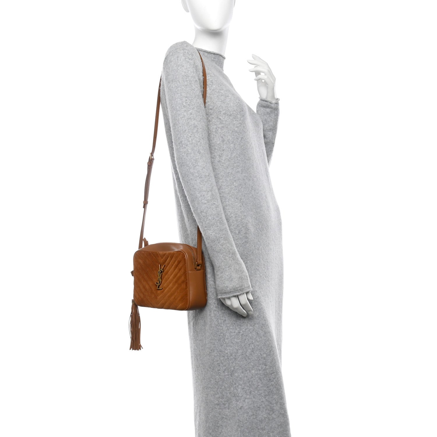 Saint Laurent Suede Matelasse Monogram Lou Camera Bag Cinnamon 2 of 12