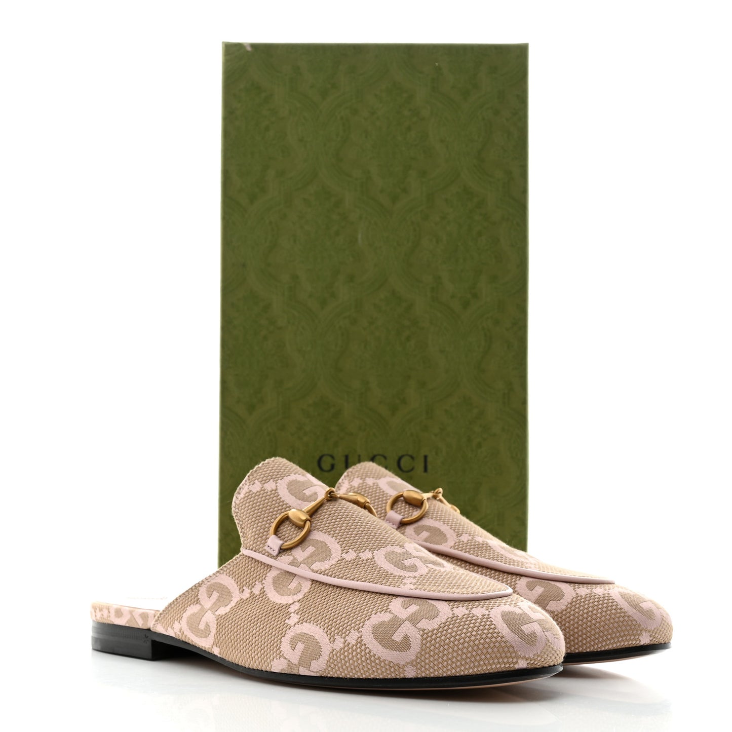 Monogram Macro GG Nappa Charlotte Womens Princetown Slippers 39 Beige Perfect Pink