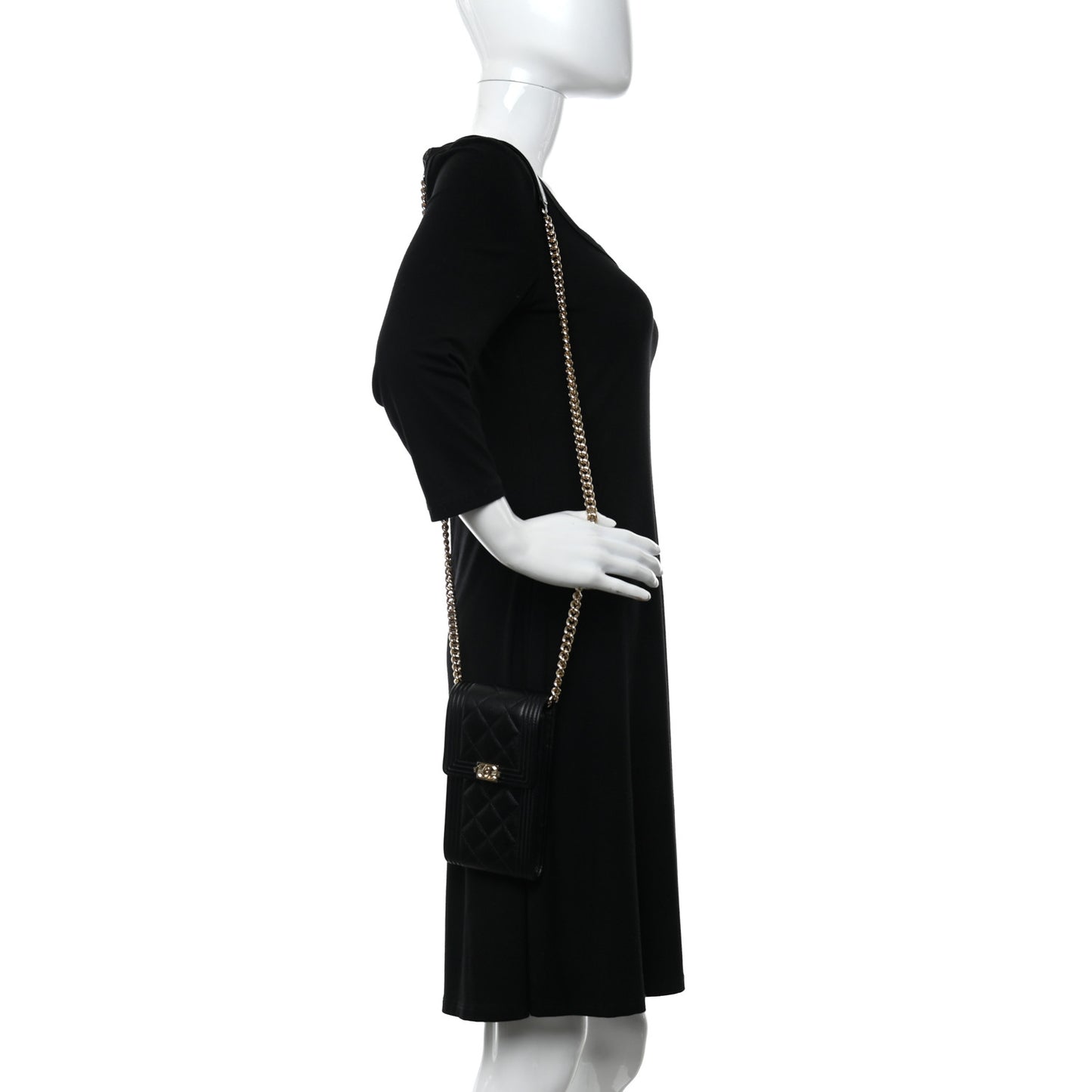 Caviar Quilted Boy Phone Holder Black