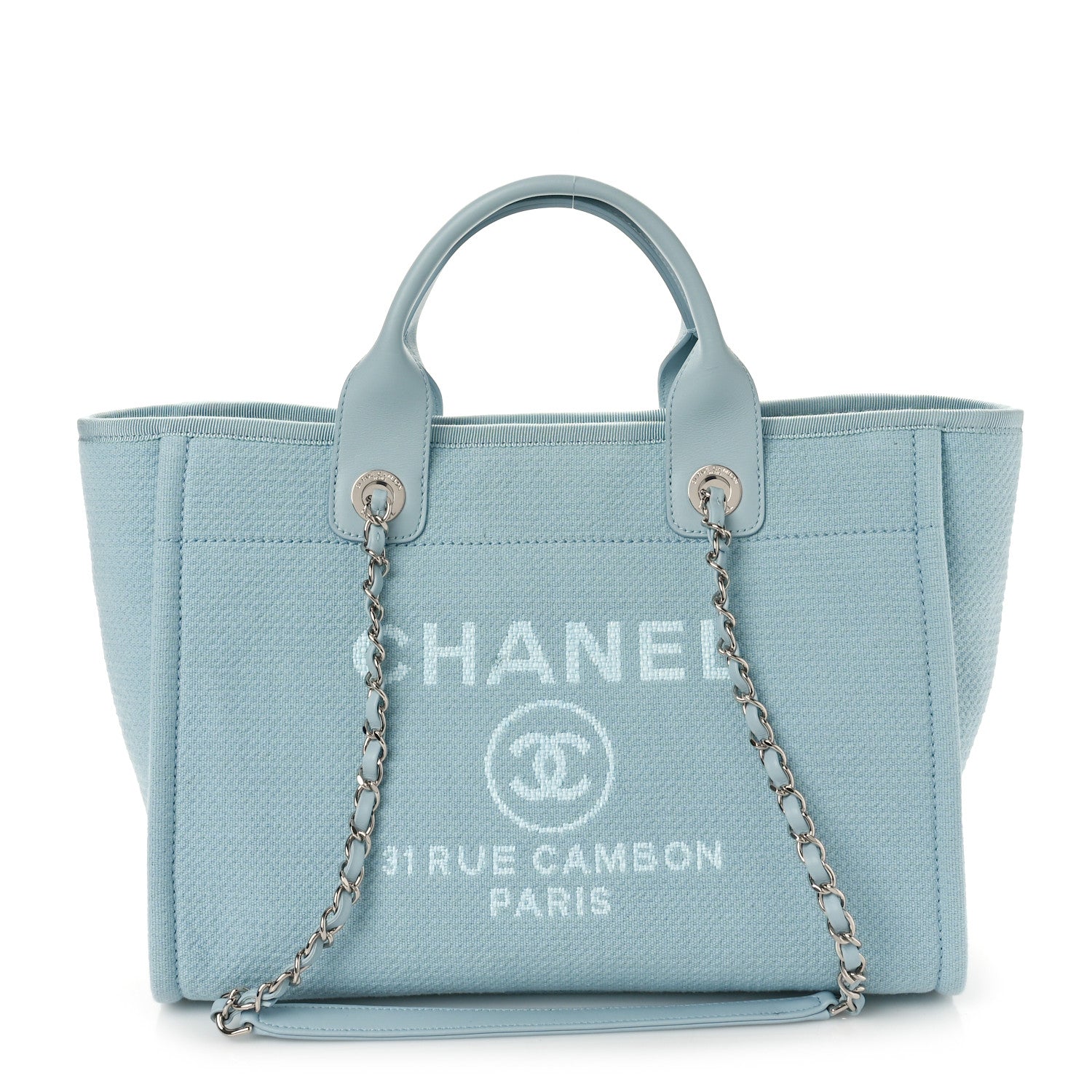 Chanel Mixed Fibers Small Deauville Tote Light Blue 3 of 10