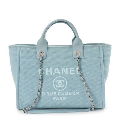 Chanel Mixed Fibers Small Deauville Tote Light Blue 3 of 10