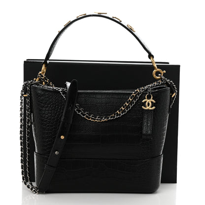 Chanel Crocodile Embossed Calfskin Medium Gabrielle Cocodile Hobo Black 11 of 11