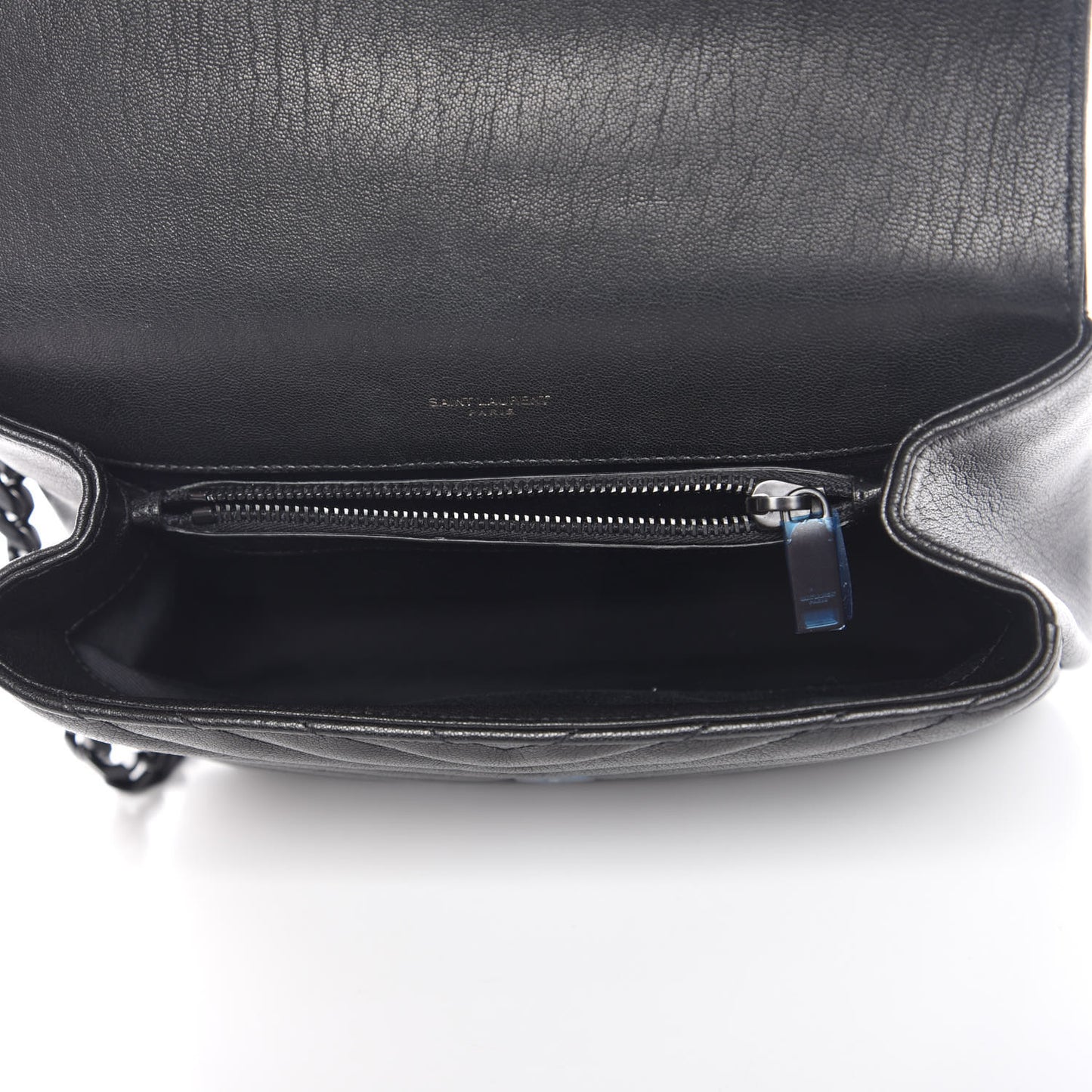 Sheepskin Matelasse Chevron Monogram Medium College Bag Black